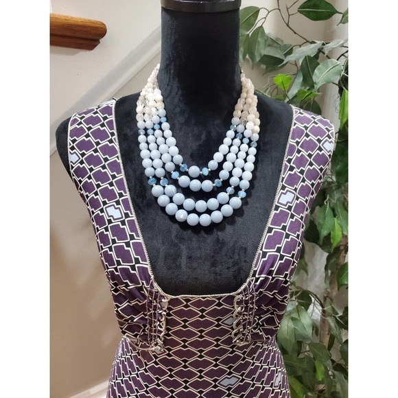 M.S.S.P Women's Purple Polyester Square Neck Sleeveless Knee Length Dress Size L - Picture 5 of 15